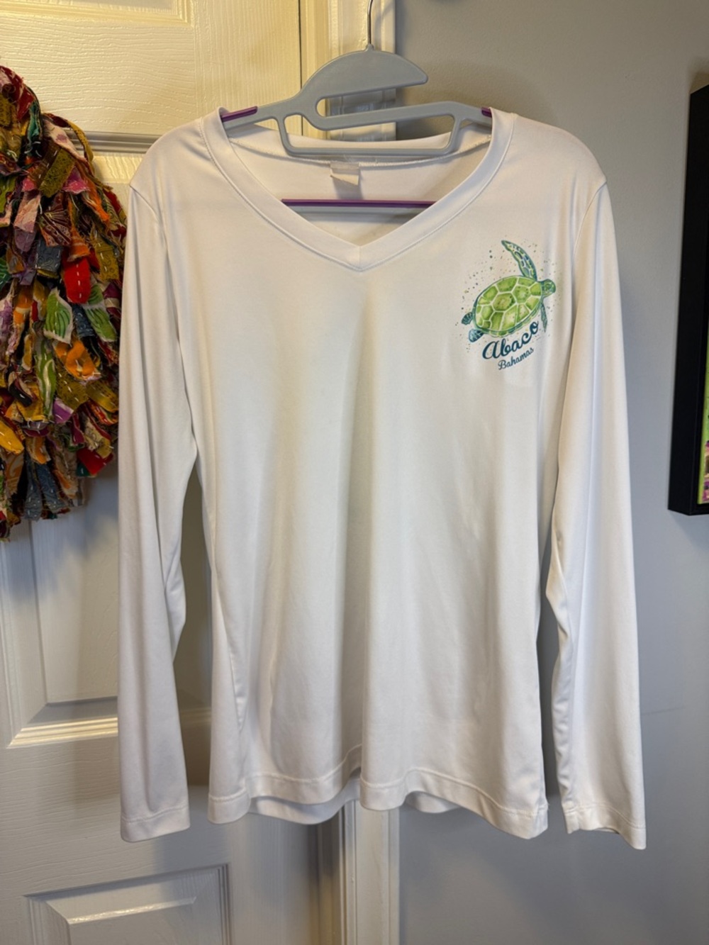 Abaco Bahamas White Tee with Green Sea Turtle Graphic
